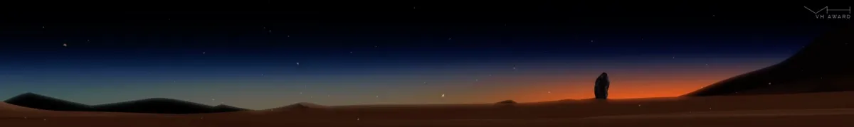 Panoramic view of the sunset sky featuring dark silhouettes set against the gradient of twilight hues.