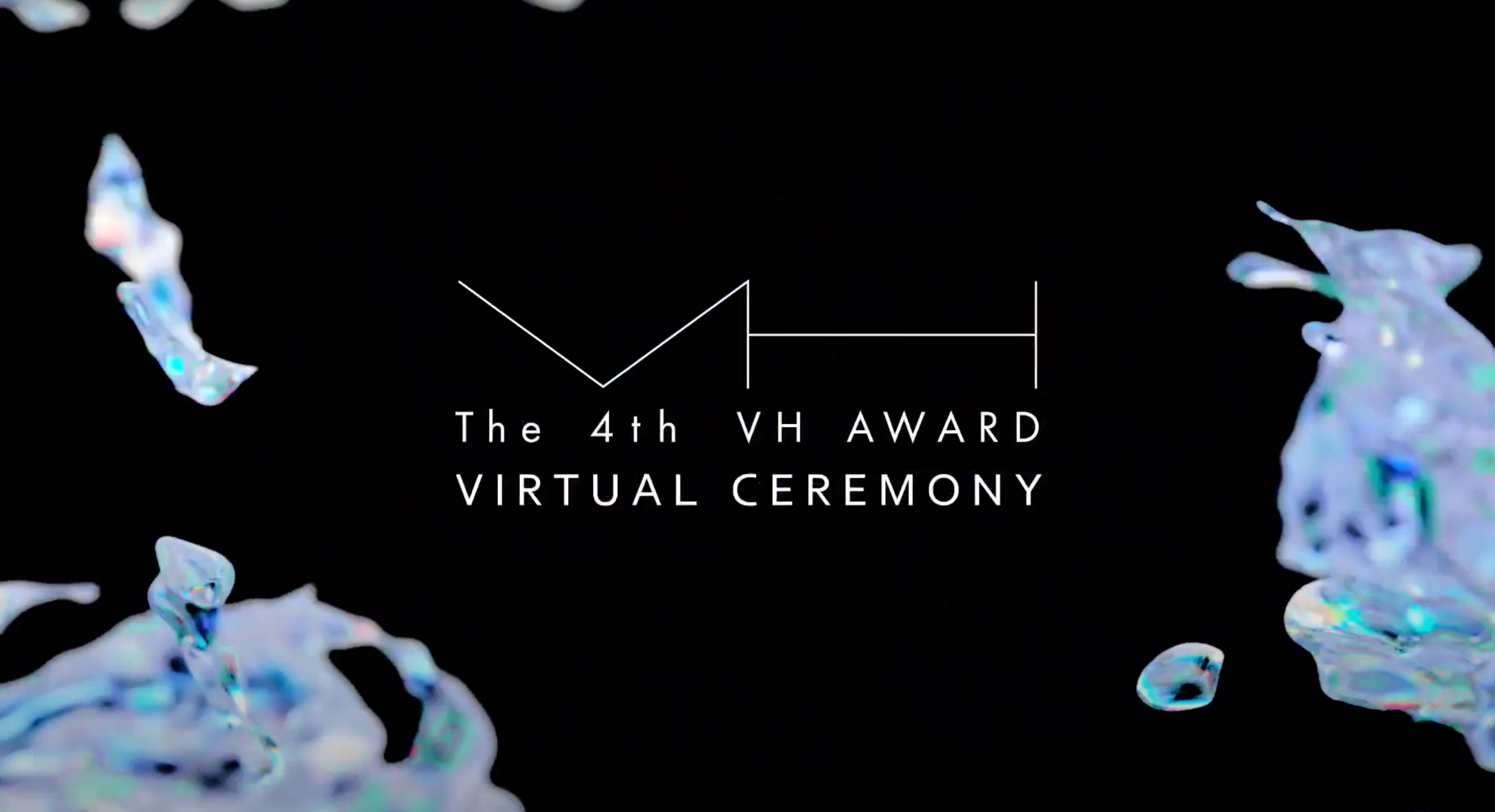 An abstract slide decorated with crystalline forms displays the text "The 4th VH AWARD Virtual Ceremony".