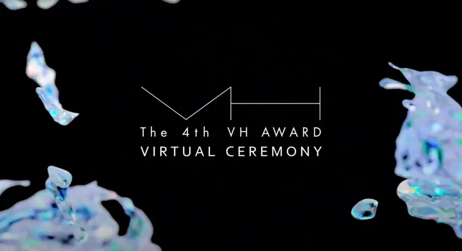 An abstract slide decorated with crystalline forms displays the text "The 4th VH AWARD Virtual Ceremony".