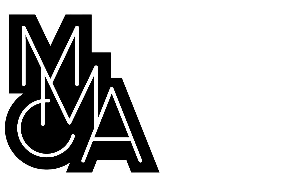 A stylized logo with capital letters "MMCA" displayed in a modern and artistic font.