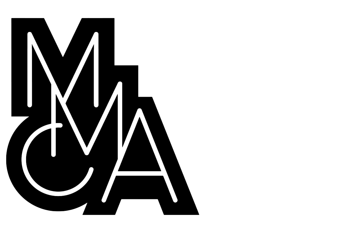 A stylized logo with capital letters "MMCA" displayed in a modern and artistic font.