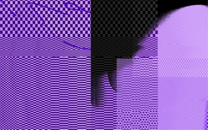 A web conference graphic with an intense violet background featuring intricate light and dark violet patterns. A darker sh...