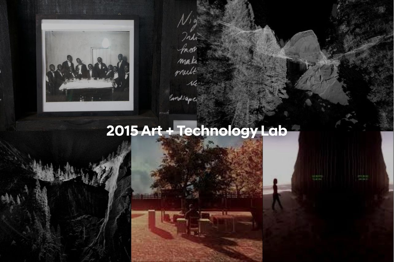 Collage of dark, mysterious art images, labeled "2015 Art + Technology Lab."