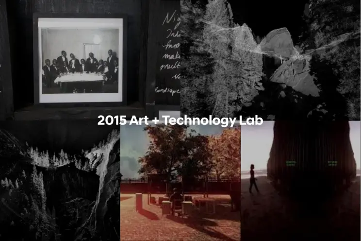 Collage of dark, mysterious art images, labeled "2015 Art + Technology Lab."