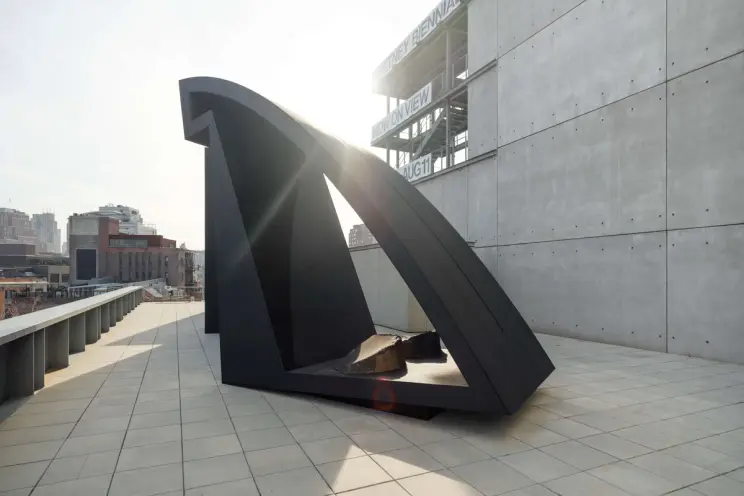 Installation image of Torkwase Dyson's Hyundai Terrace Commission at the Whitney Museum of American Art.