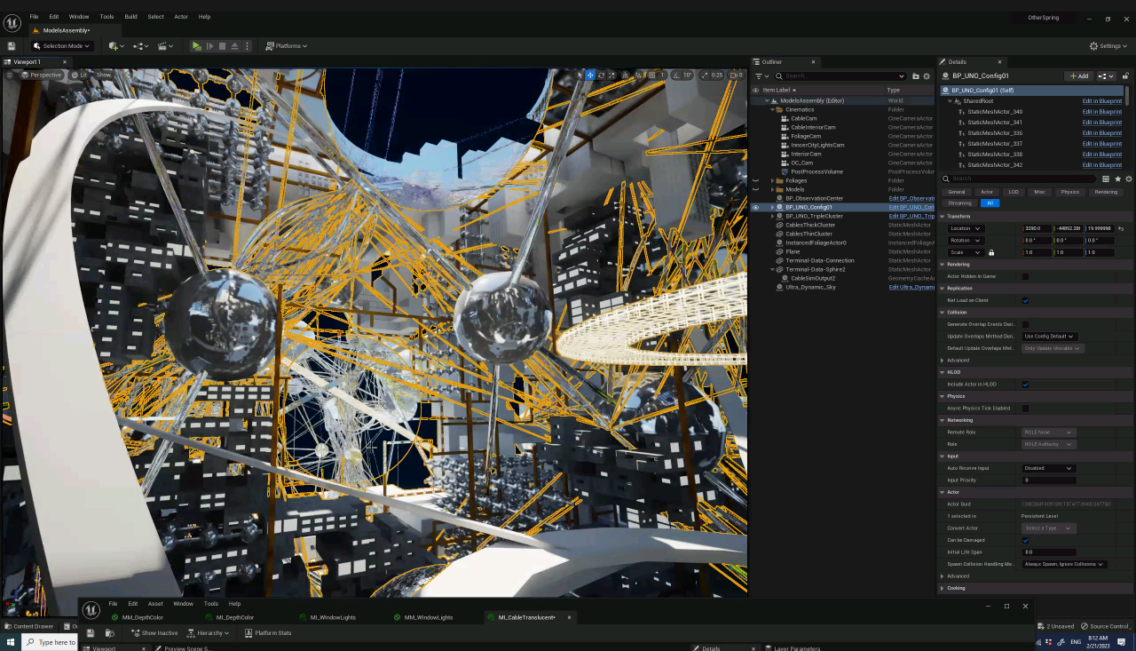 A screenshot of a digital editing tool in action, working on an image of two silver spheres enveloped by yellow lines, set...