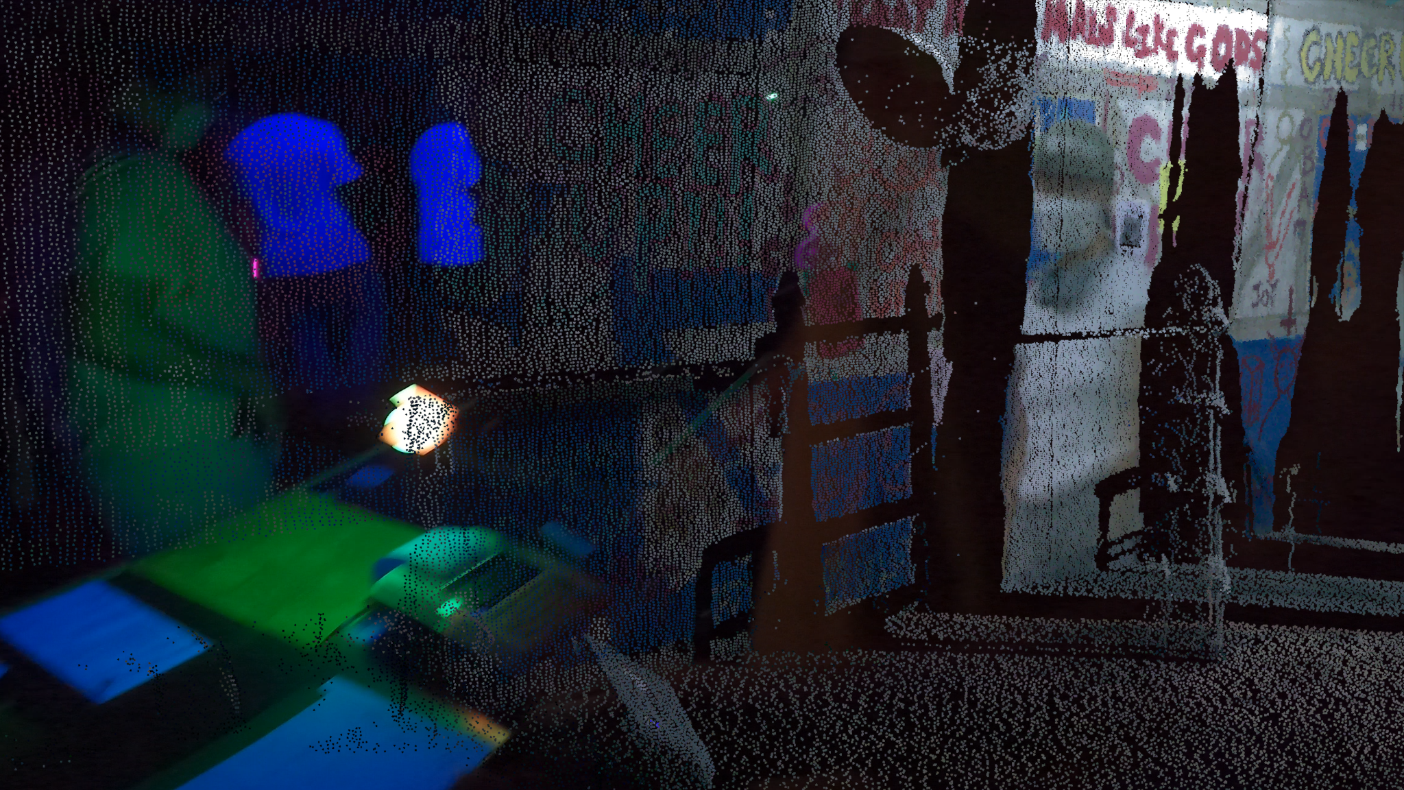 A vibrant, digital art still in electric blue.