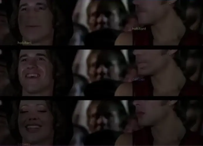 A grid displaying dimly lit images of diverse human faces, each individual expression unique, set against a dark background.