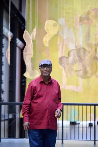 Hyundai Commission: El Anatsui: Behind the Red Moon, Installation View, Photo ©Tate (Joe Humphrys)