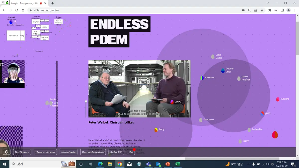 An open design tool displaying poster files with a vibrant purple background. The dominant text on the design reads "Endless Poem".