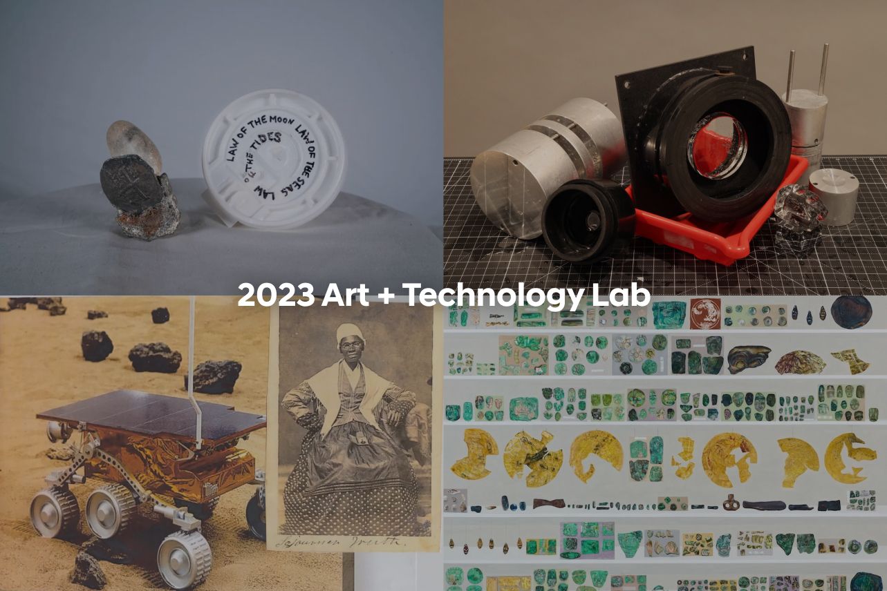 2023 Art + Technology Lab presenting various scientific and historical objects in an artistic context.