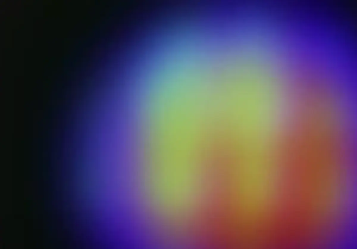 Blurred round shapes in vibrant hues of purple, yellow, green, and orange-red, elegantly stand out against a dark background.