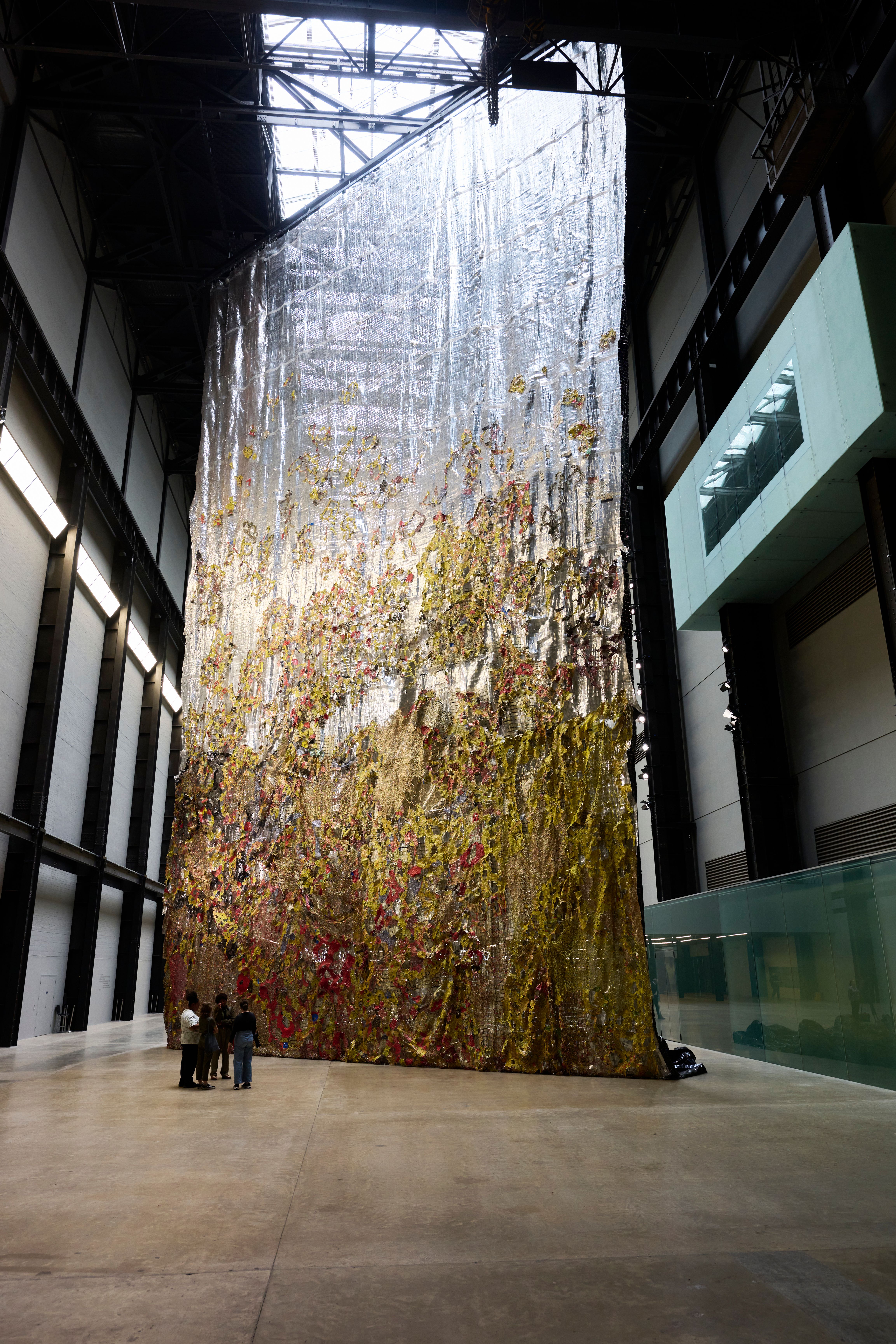 Hyundai Commission: El Anatsui: Behind the Red Moon, Installation View, Photo ©Tate (Joe Humphrys)