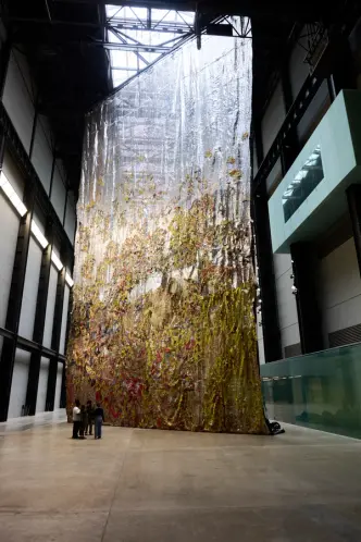 Hyundai Commission: El Anatsui: Behind the Red Moon, Installation View, Photo ©Tate (Joe Humphrys)