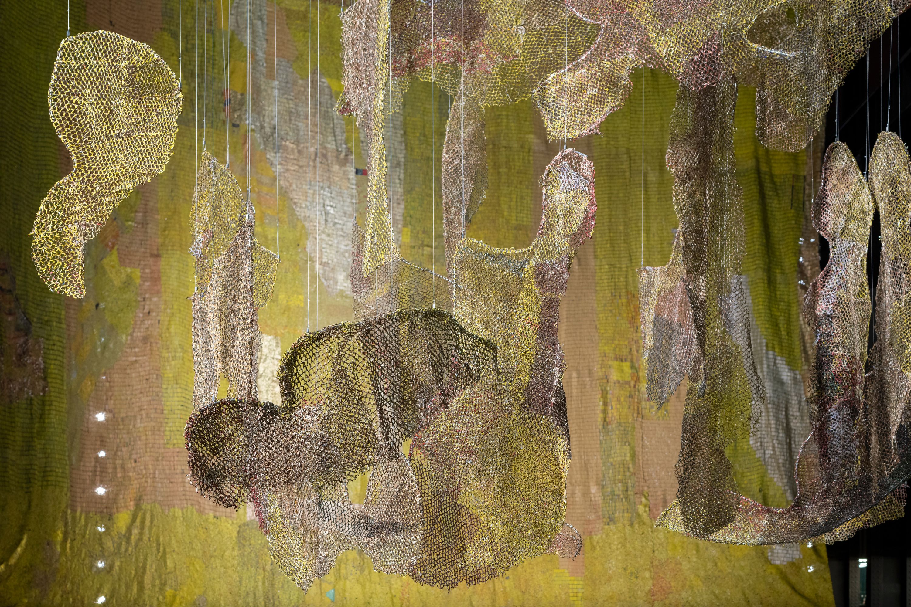 Hyundai Commission: El Anatsui: Behind the Red Moon, Installation View, Photo ©Tate (Joe Humphrys)