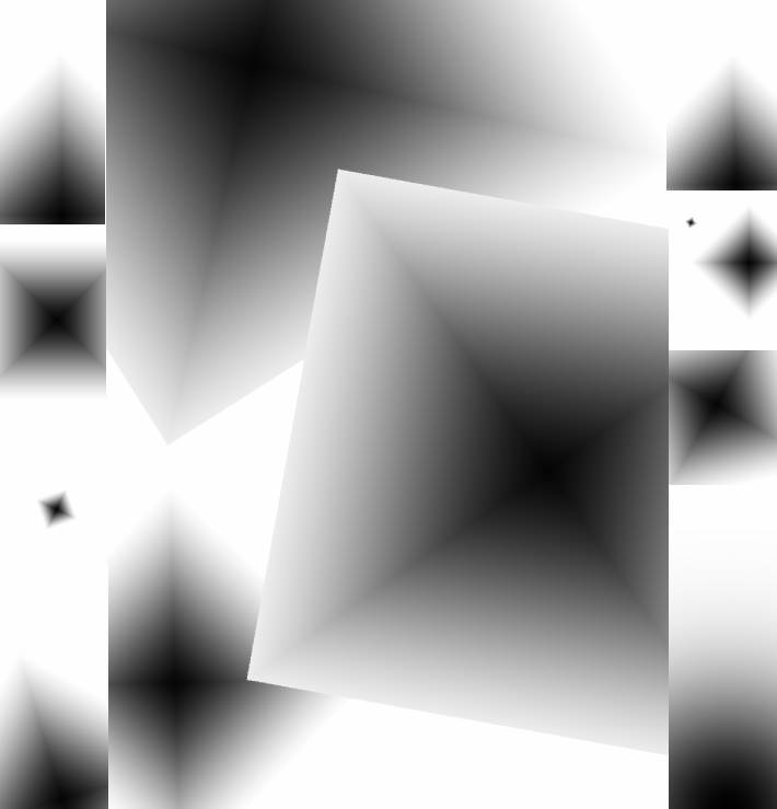 An abstract image with black and white gradient geometric shapes, creating a striking monochromatic composition with a sense of depth and contrast.