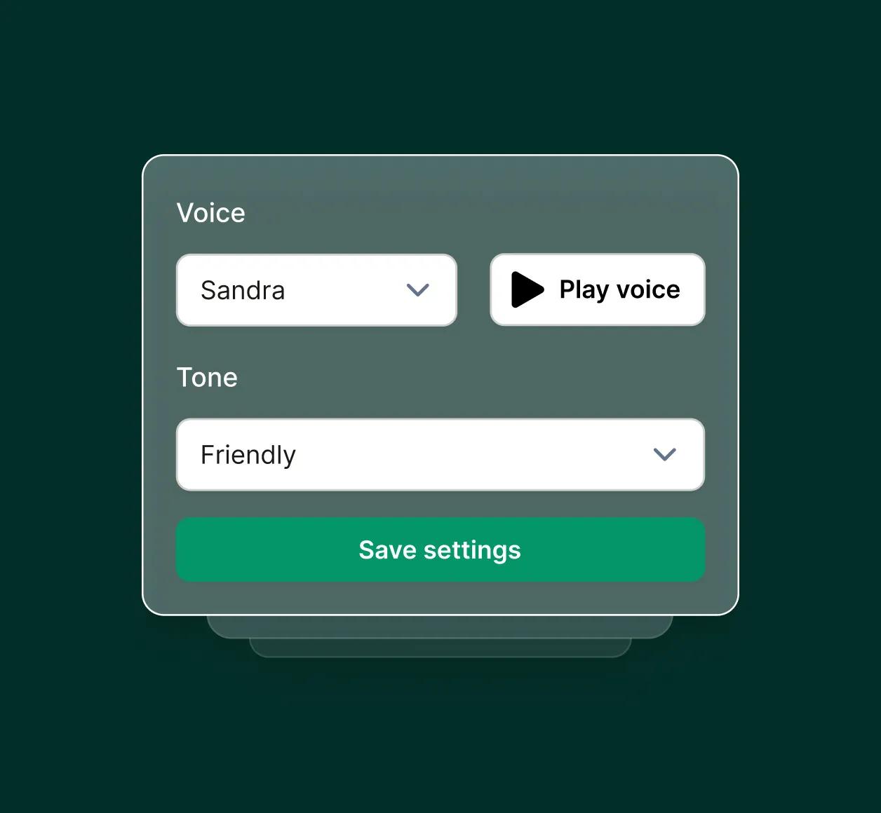 A phone prompt system interface lets users customize the agent’s voice and tone for better caller experience.