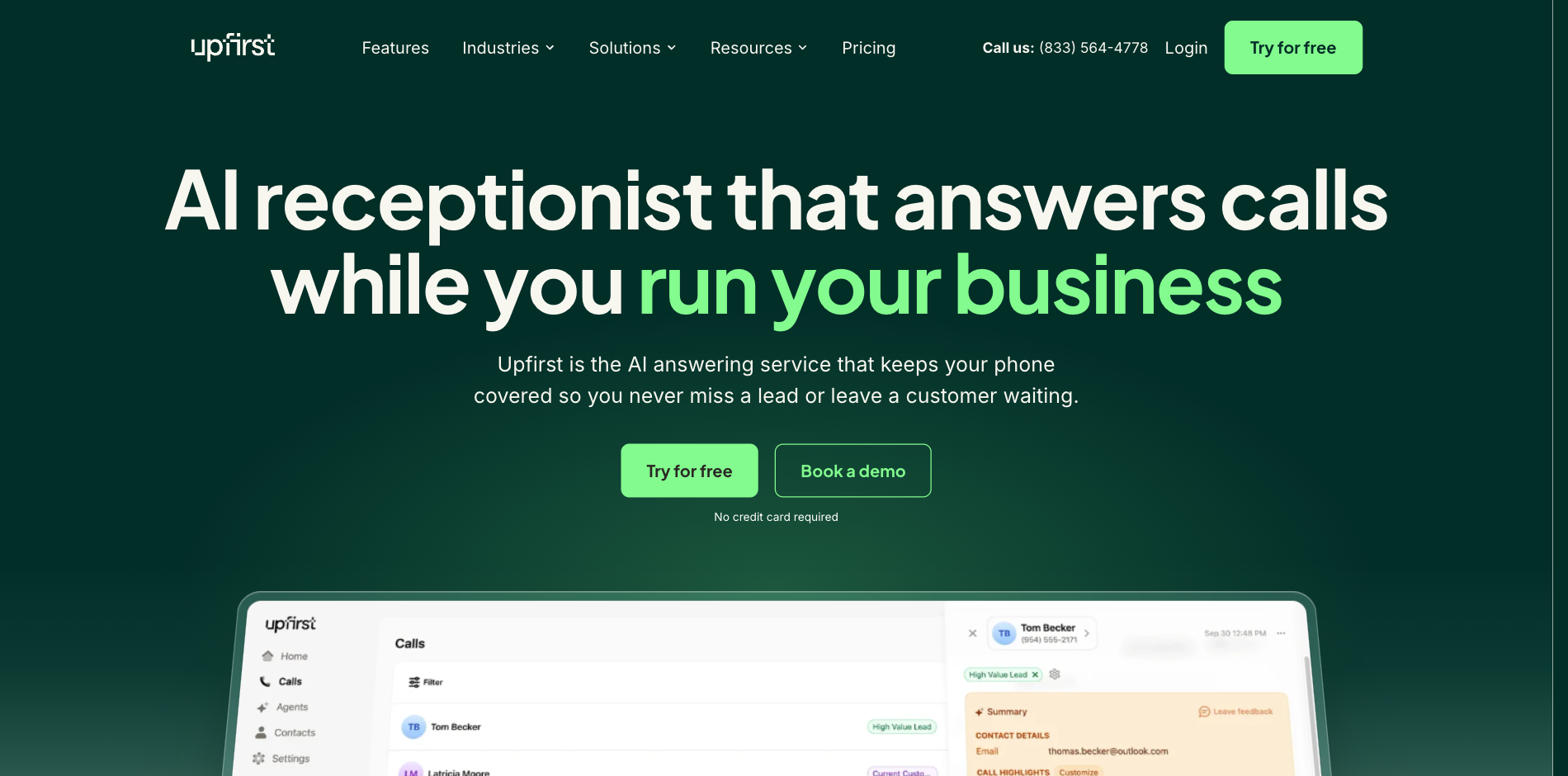 Upfirst homepage