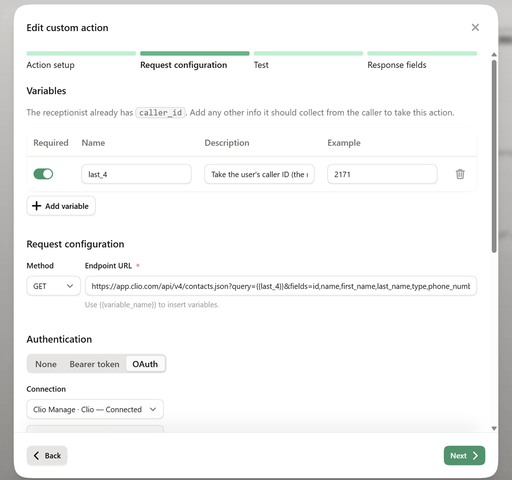 Adding the last_4 variable for the contact lookup action