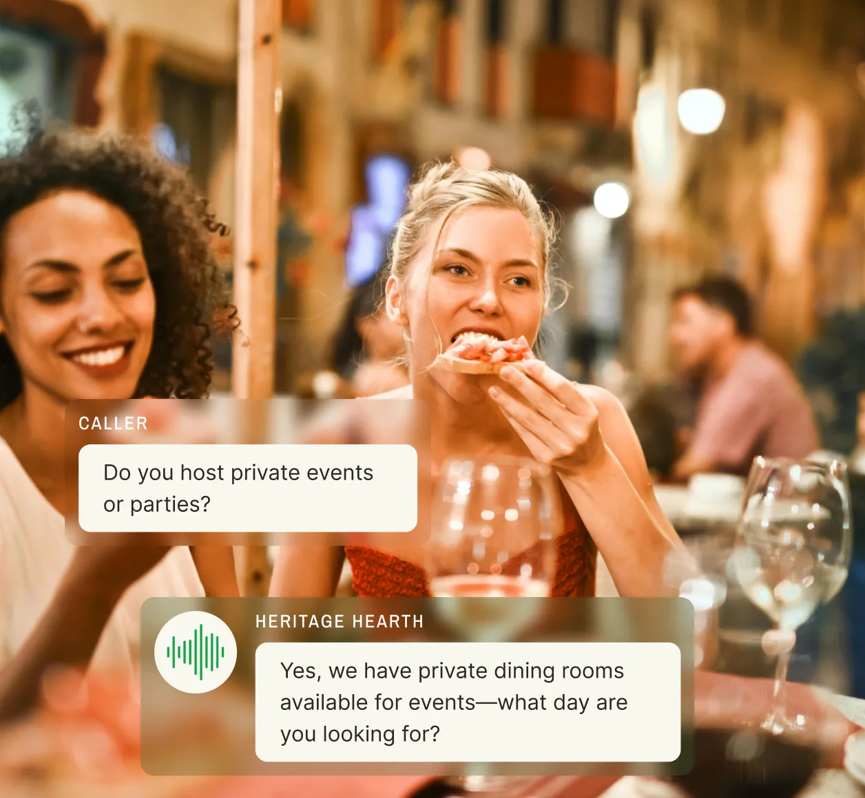 Example conversation of a restaurant answering service