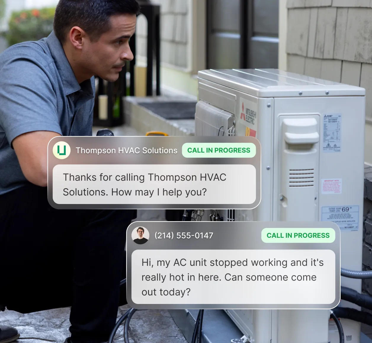 An AI auto attendant helping an HVAC company by dispatching a technician