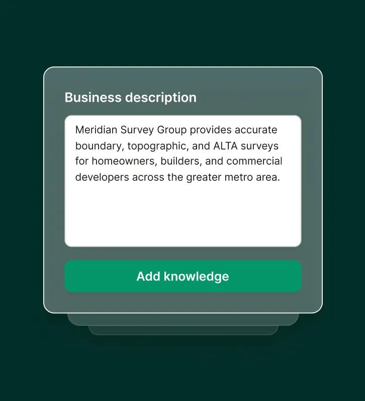  Adding a business description for boundary, topographic, and ALTA surveys to customize a surveyors answering service.