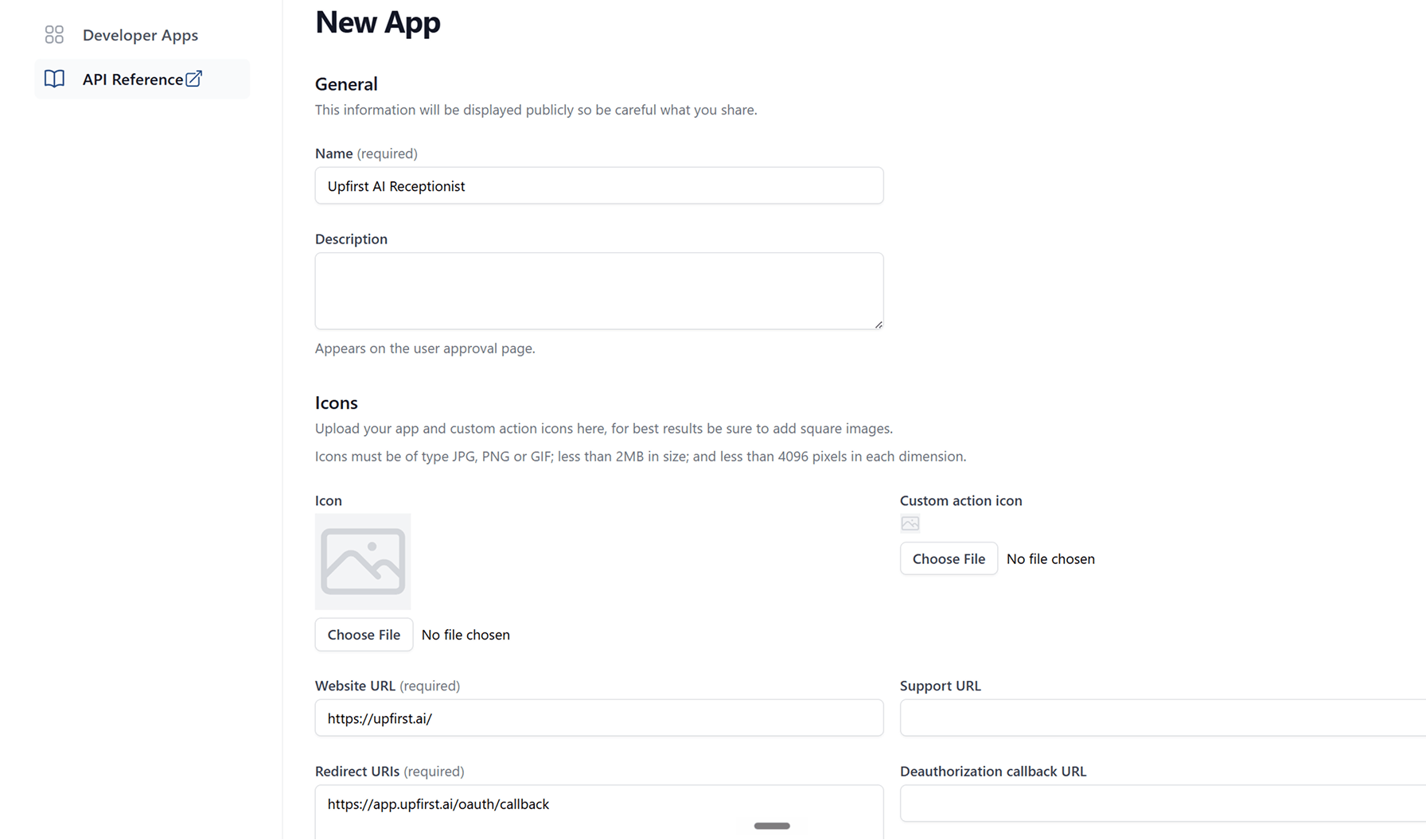 Creating a developer app in Clio Manage for the Upfirst integration