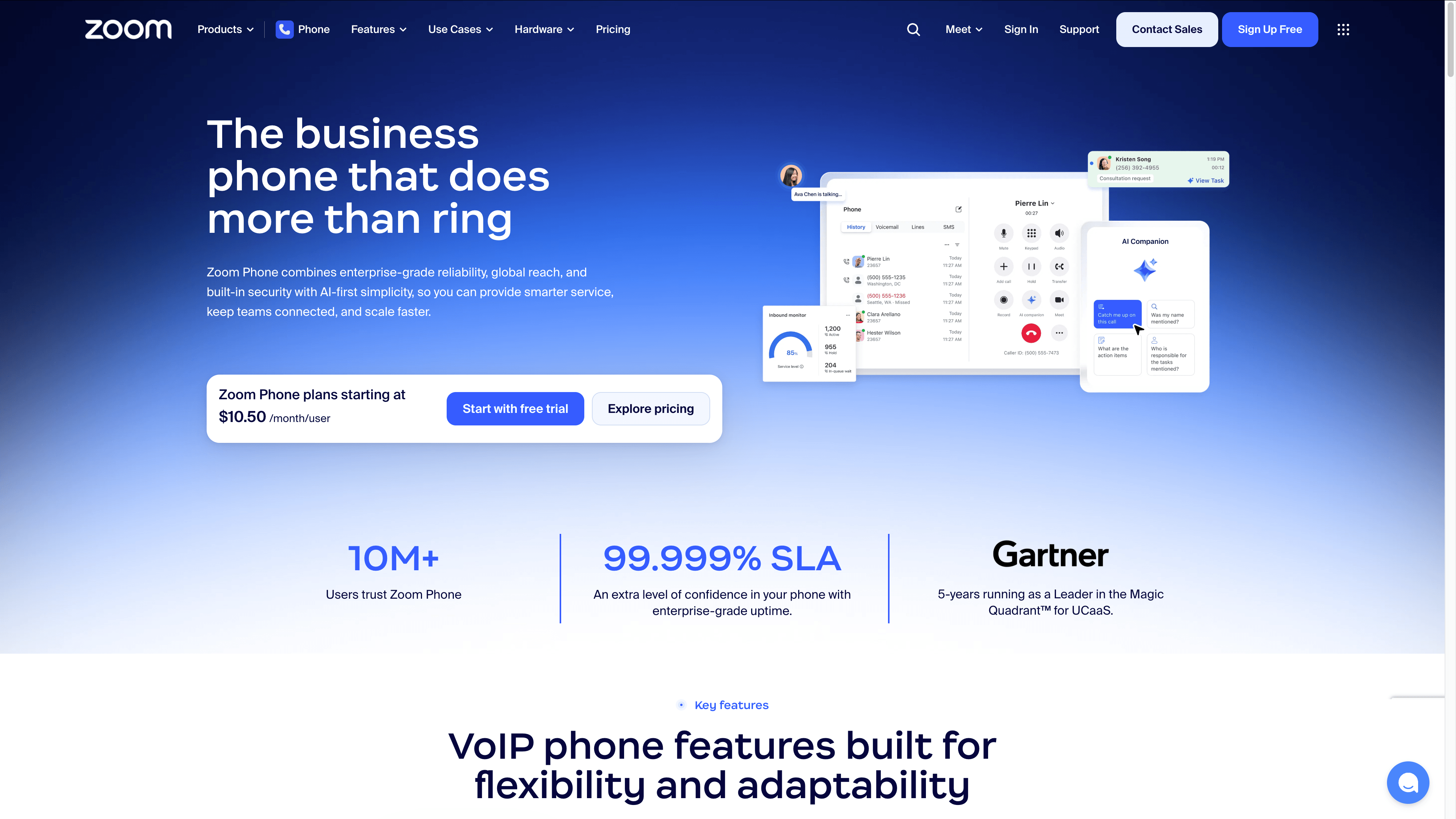 Screenshot of Zoom Phone, a VoIP alternative to FreedomVoice