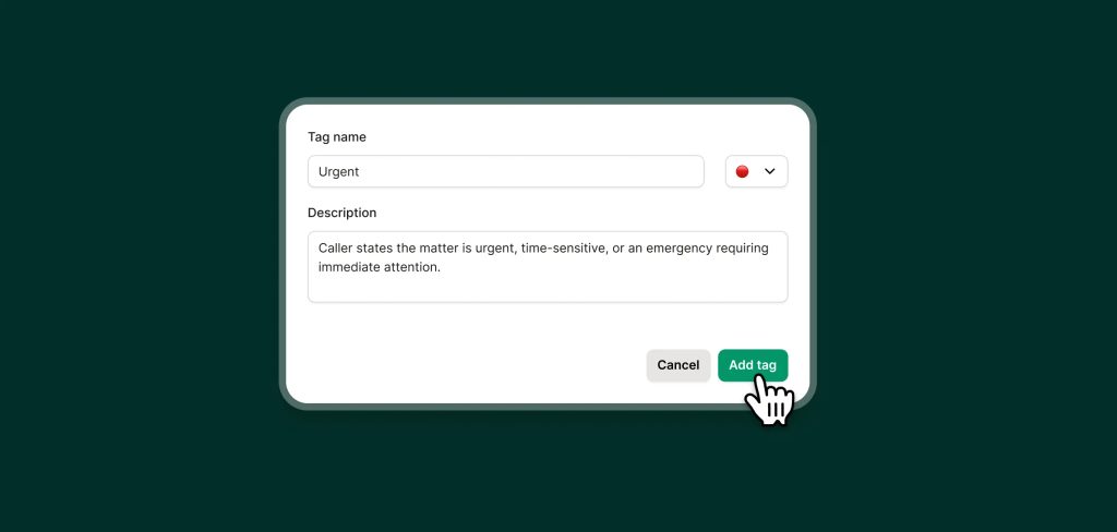 Upfirst AI receptionist setup screen showing how a real estate agent can add info about showing availability and buyer/seller services.