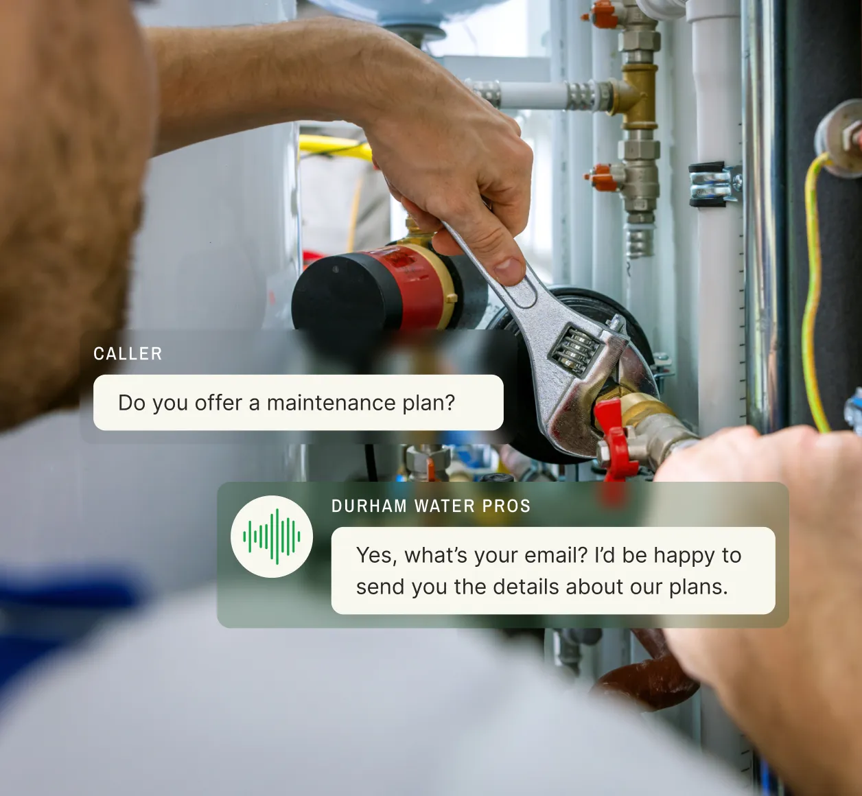 24/7 plumbing answering service discussing maintenance plan options with customer