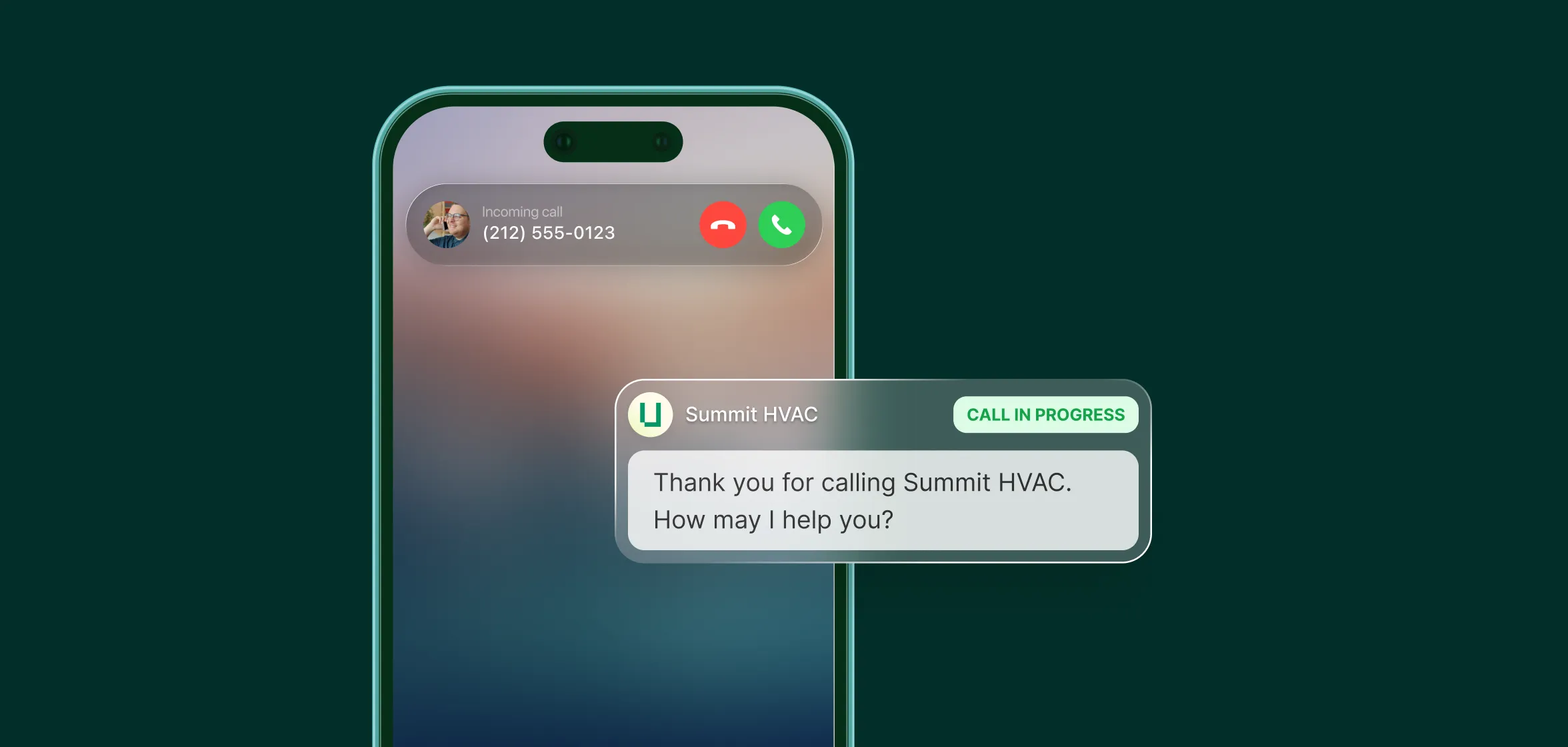 AI receptionist greeting an incoming call for Lemon Tree Real Estate, demonstrating 24/7 answering service for realtors.