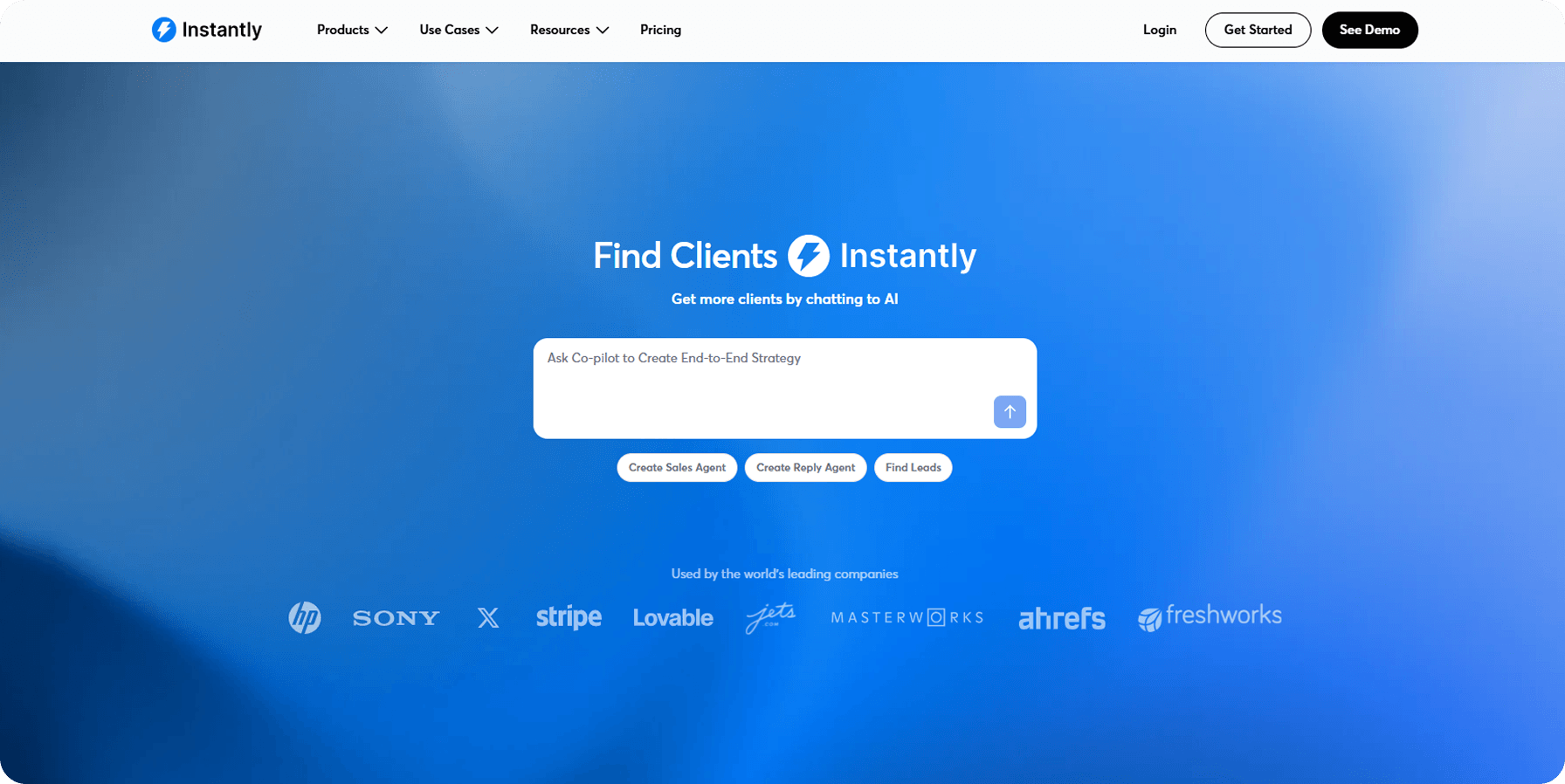 Instantly's home page, one of the best AI lead generation tools in 2026.