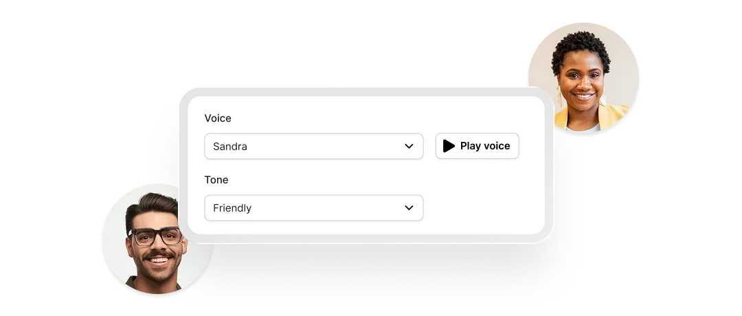 Selection of natural-sounding AI receptionist voices to choose from.
