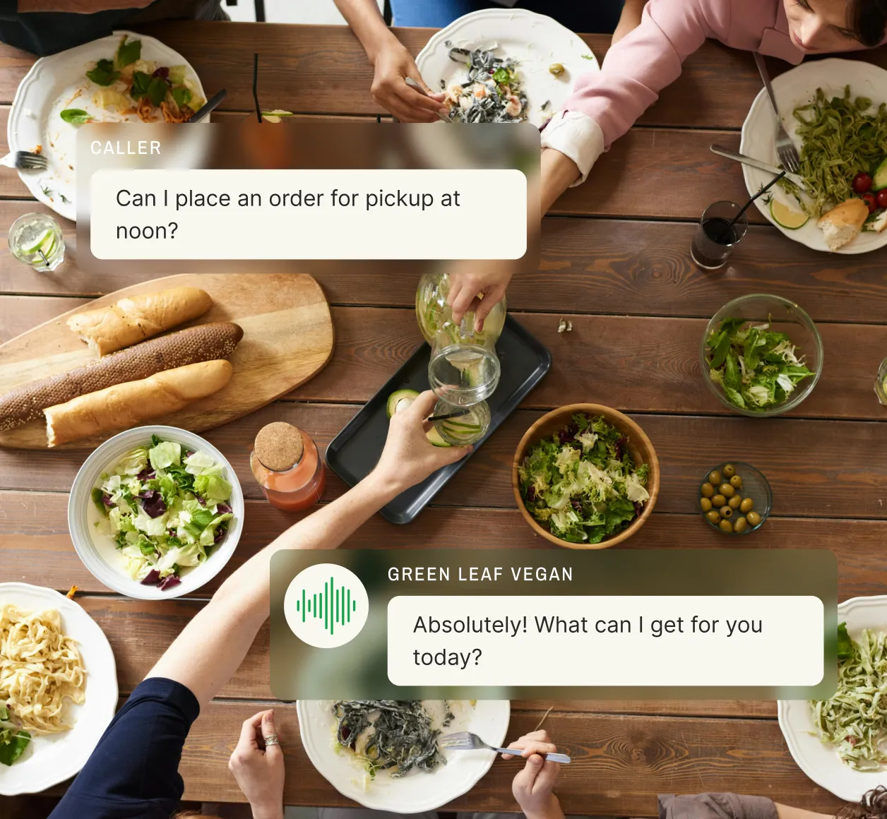 Example of placing an order through a restaurant answering service
