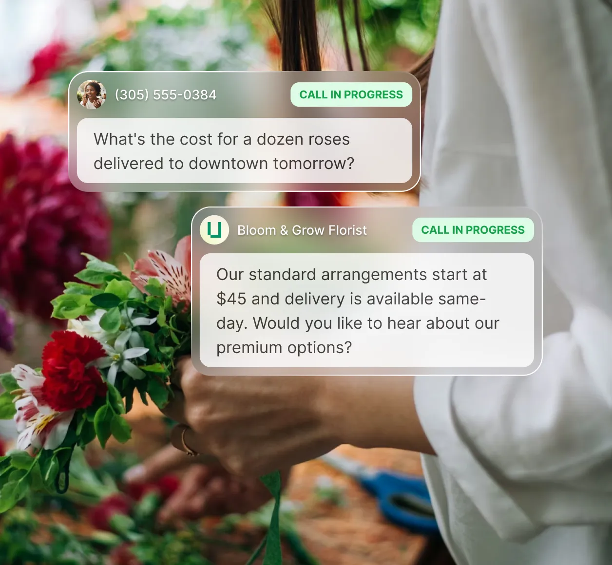Image showing a retail shop using an AI call center to take orders. 
