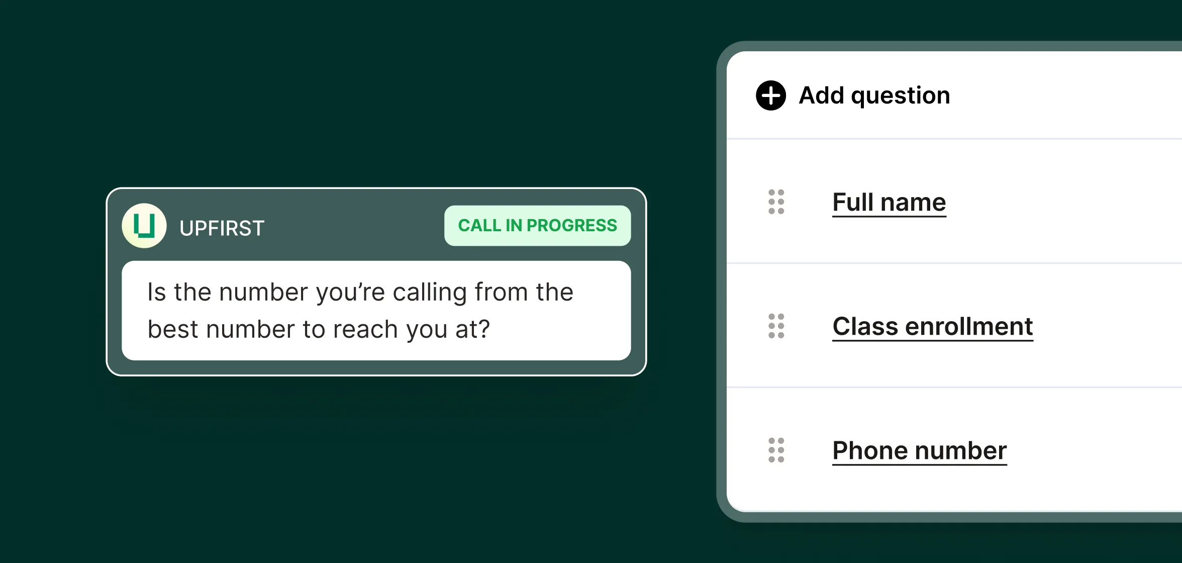A dance studio answering service collects the caller's name, class enrollment interest, and phone number during each call.