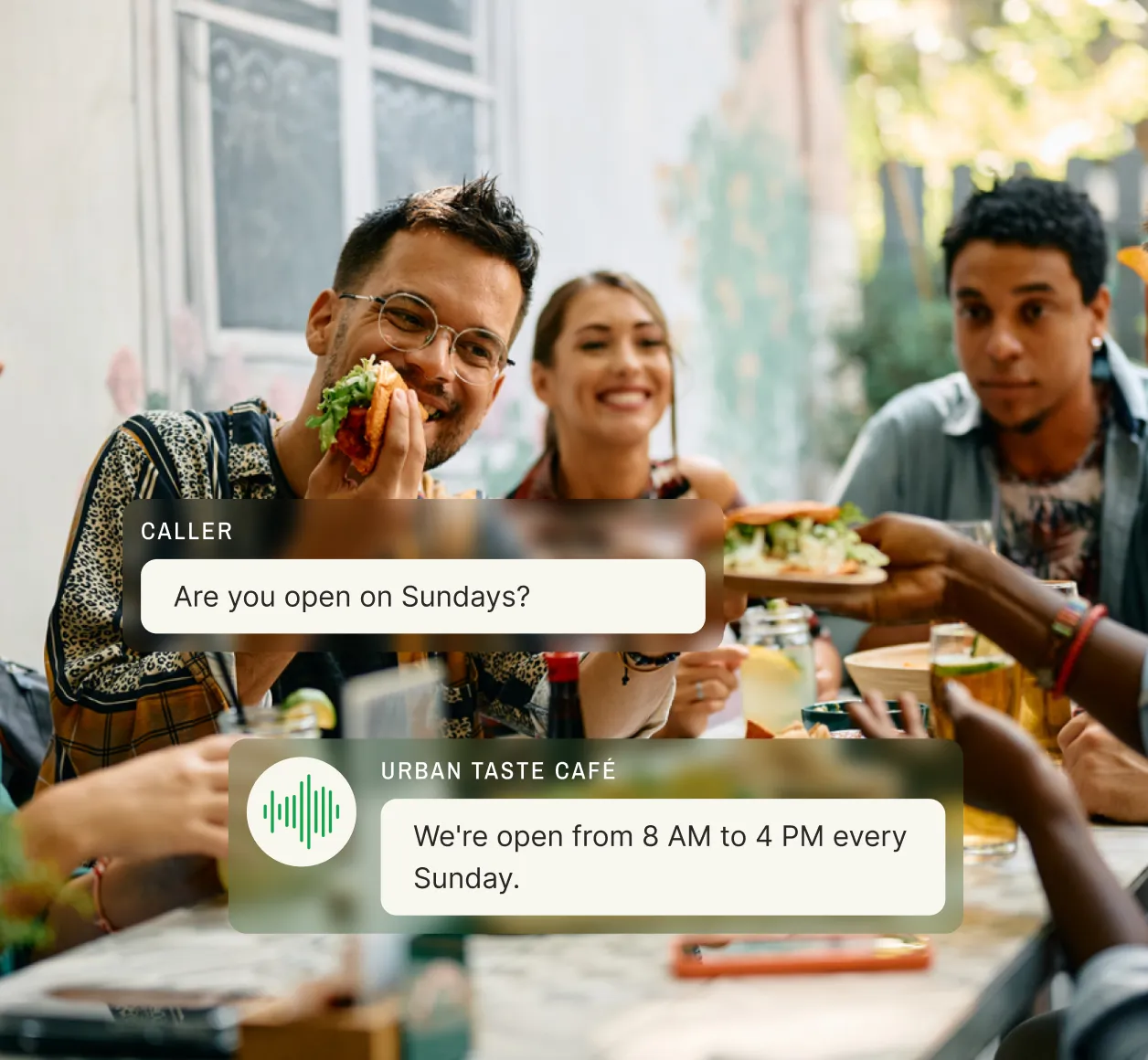 Example conversation of restaurant answering service