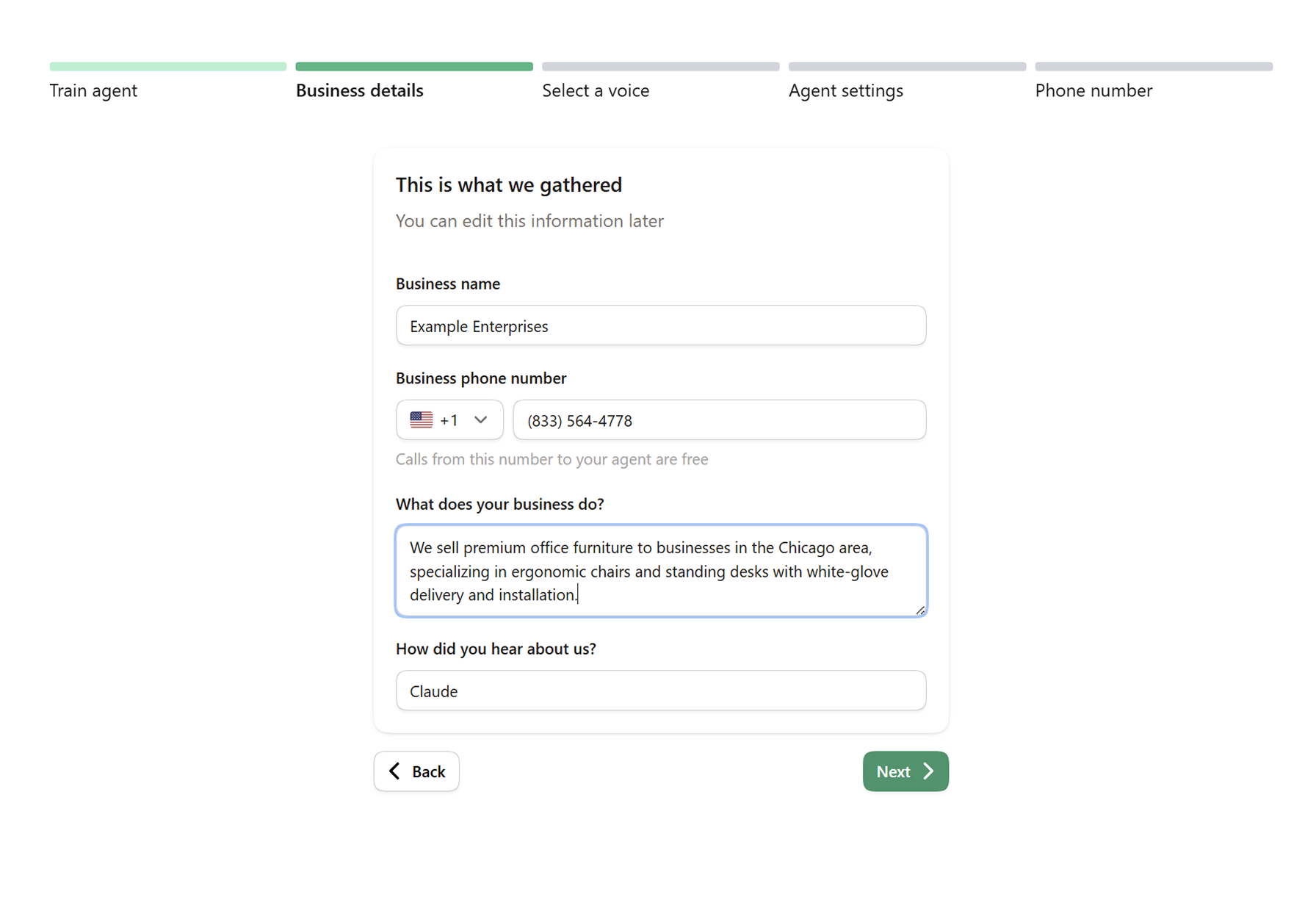 Example of signing up for an Upfirst, showing how to build an AI phone agent for small business with easy setup.