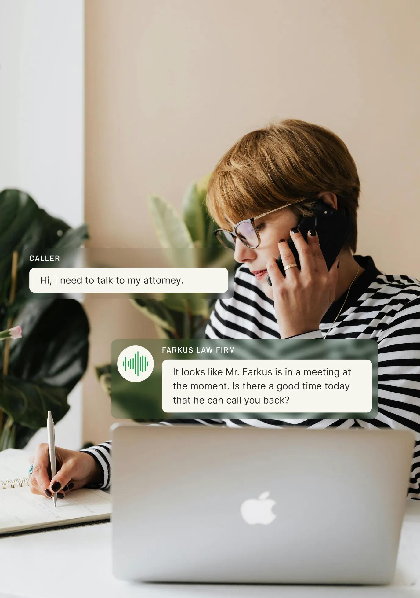 A man on the phone asks about deep cleaning, and AI support phone responds with a follow-up question about the service date and details.