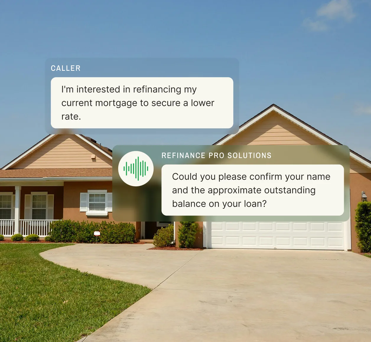 A mortgage broker's answering service helps a caller interested in refinancing, requesting their name and outstanding loan balance.