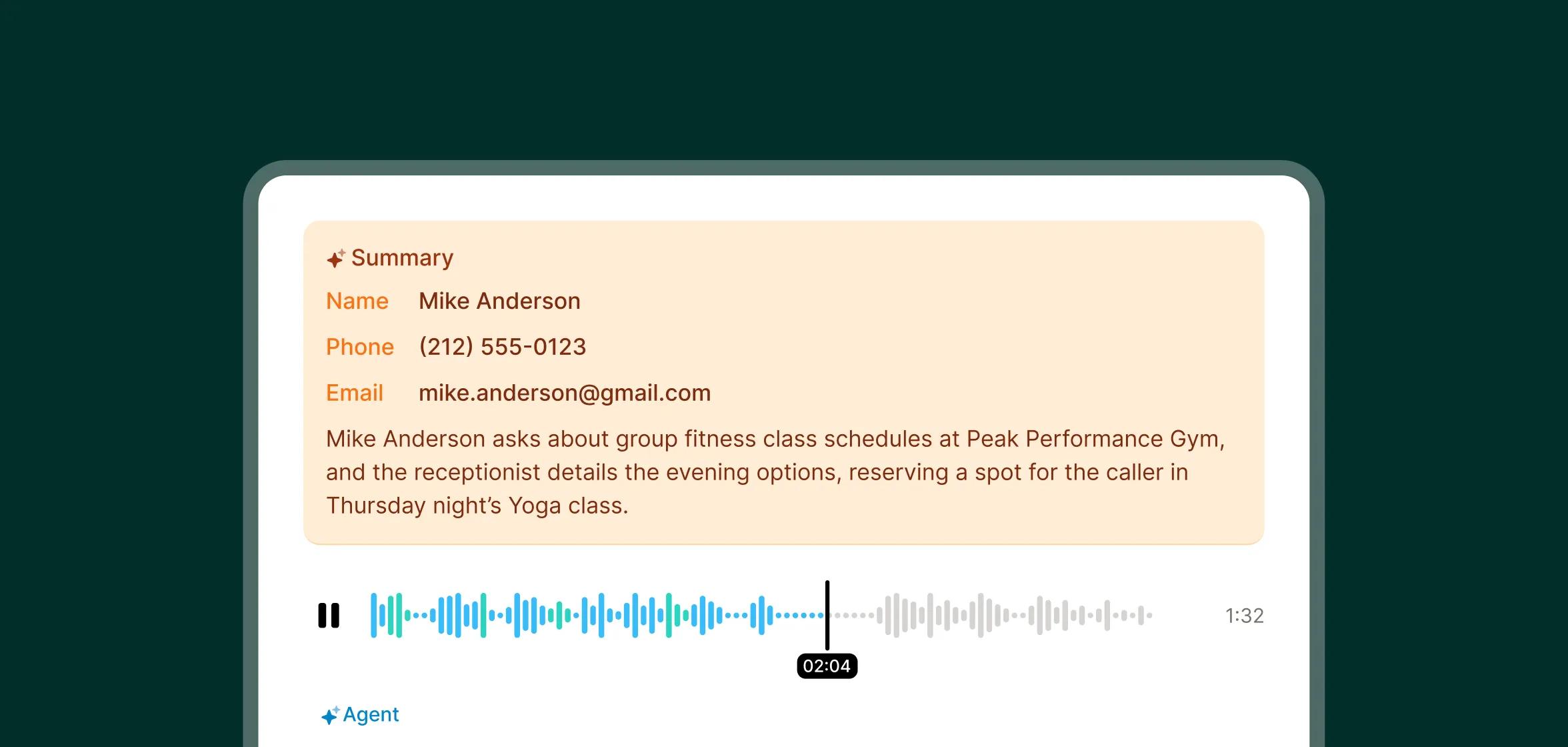 Transfer calls with answering service for gyms showing settings to forward personal training inquiries to a specific phone number.