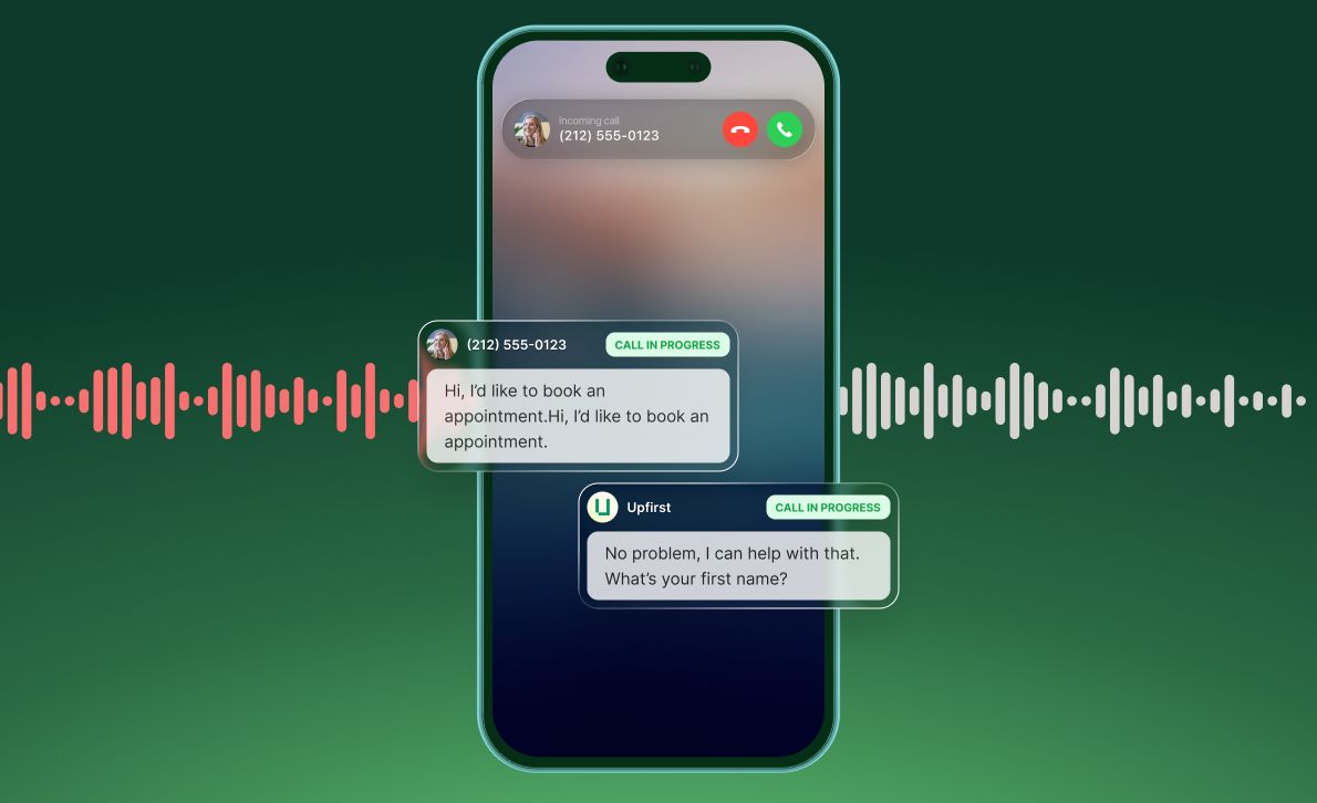 Images showing conversation between a receptionist and a caller with noise cancellation enabled 