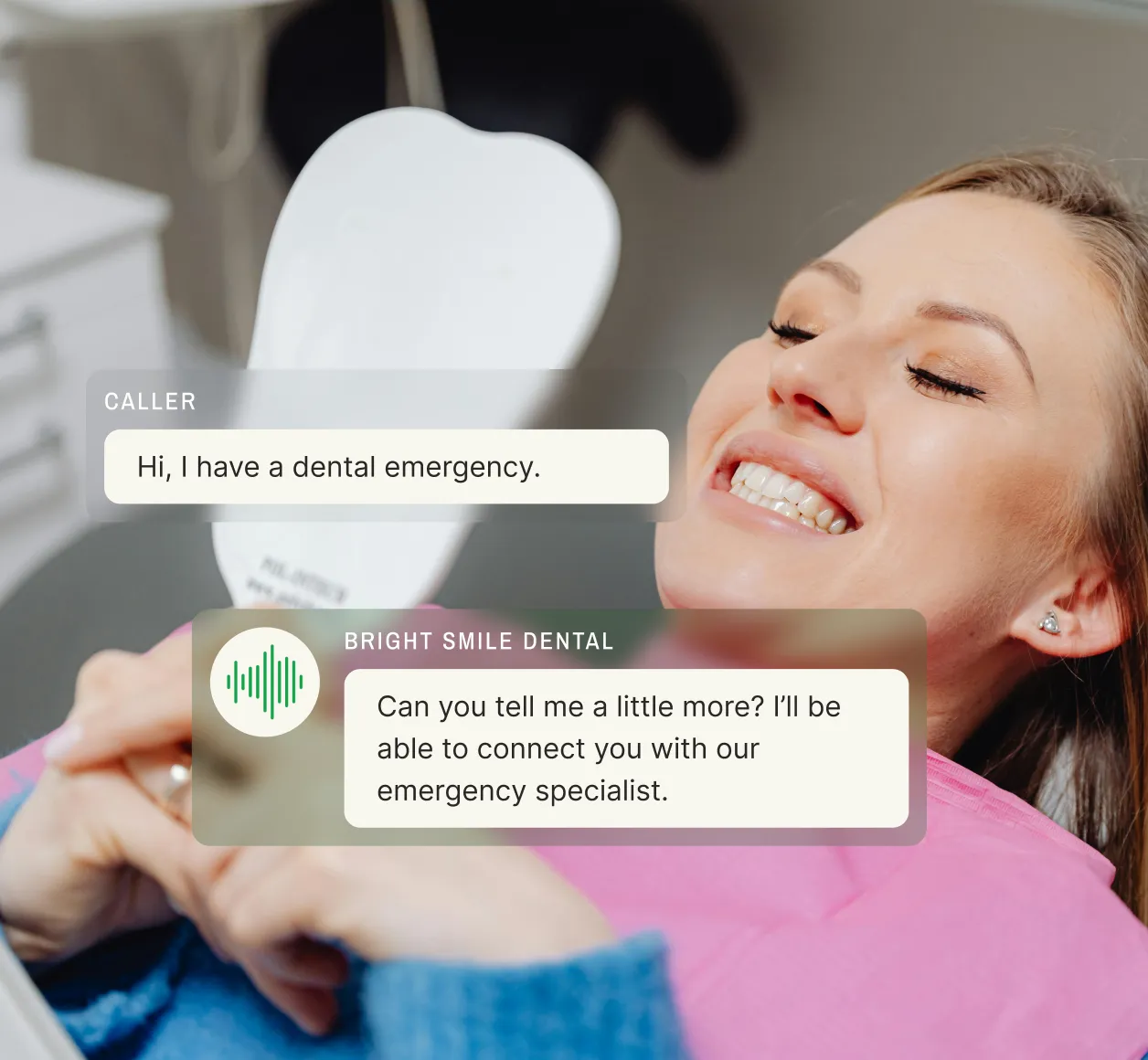 A call routing system directs a dental emergency to the right specialist.