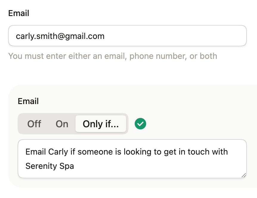 Screenshot showing how you can specify which tenants in a shared building should receive notifications about calls