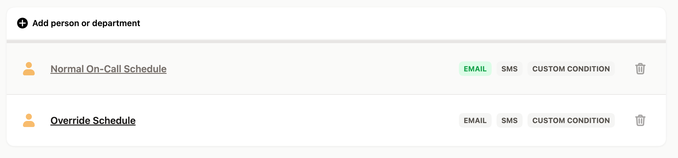 Screenshot of notification settings in Upfirst, allowing you to override your on-call schedule