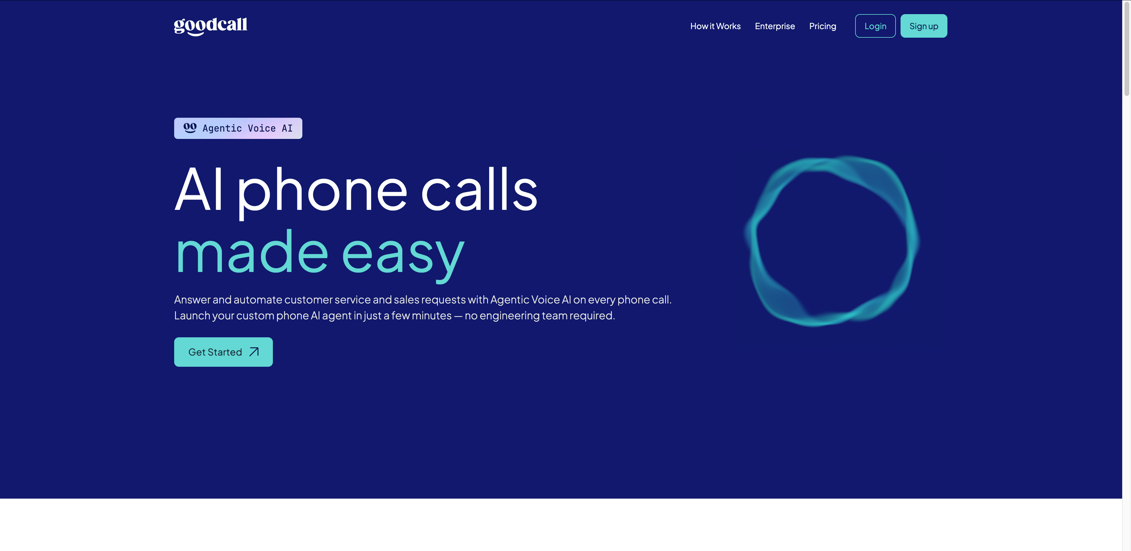 Goodcall AI phone agent homepage