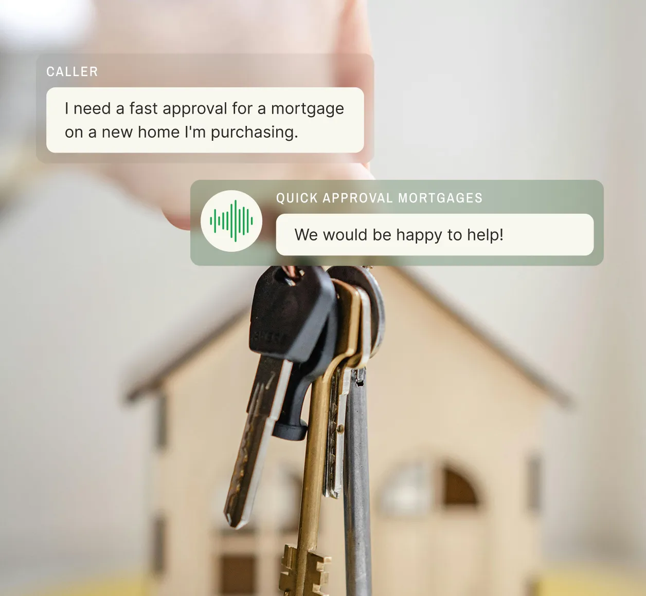 A mortgage broker's answering service assists a caller requesting a fast mortgage approval, confirming their willingness to help.