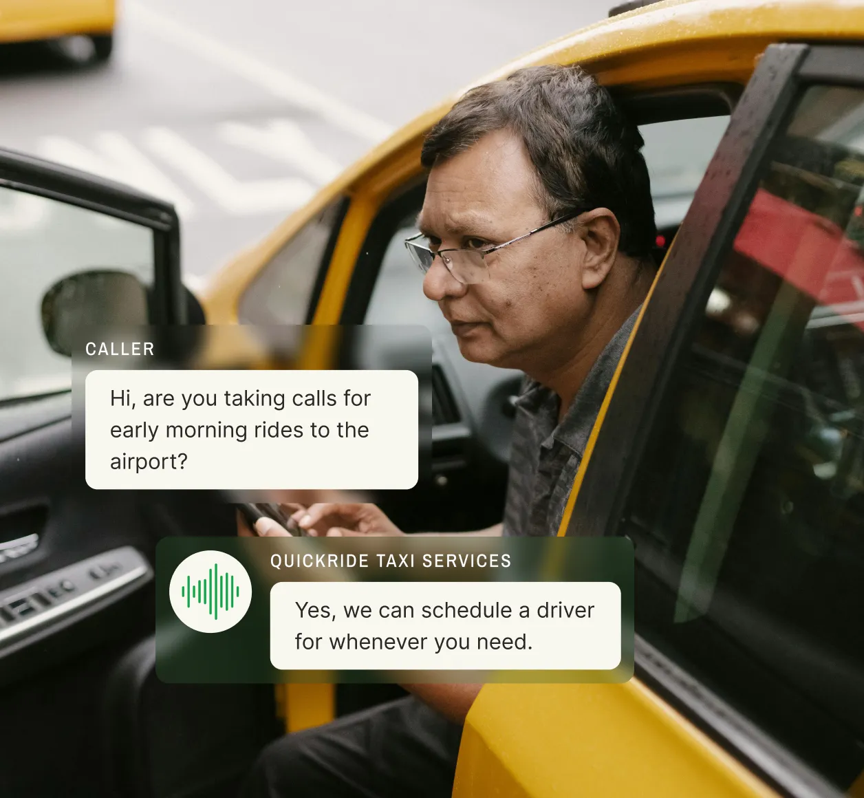 A customer discusses scheduling an early morning airport ride with a driver.
