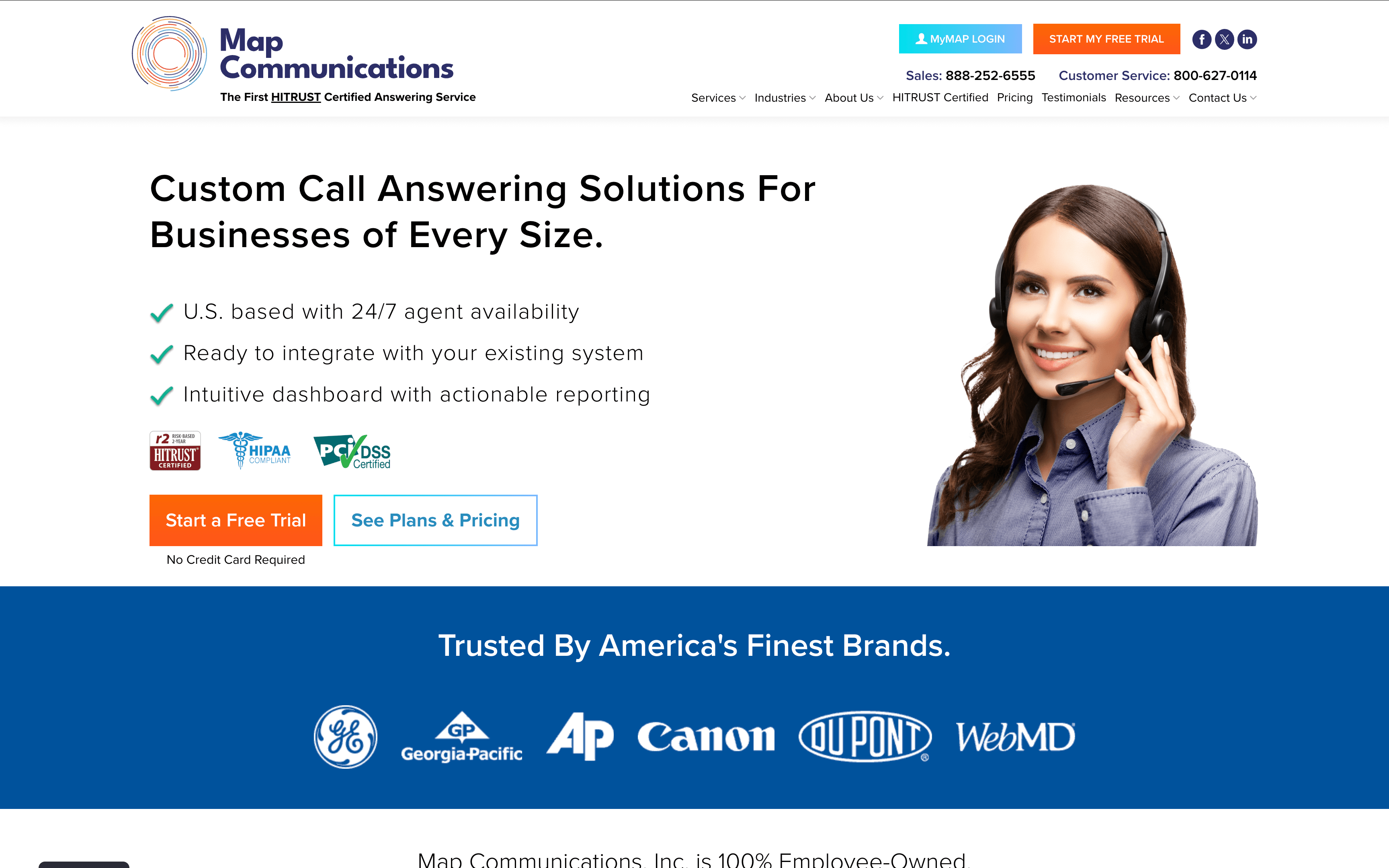 Screenshot of MAP communications website
