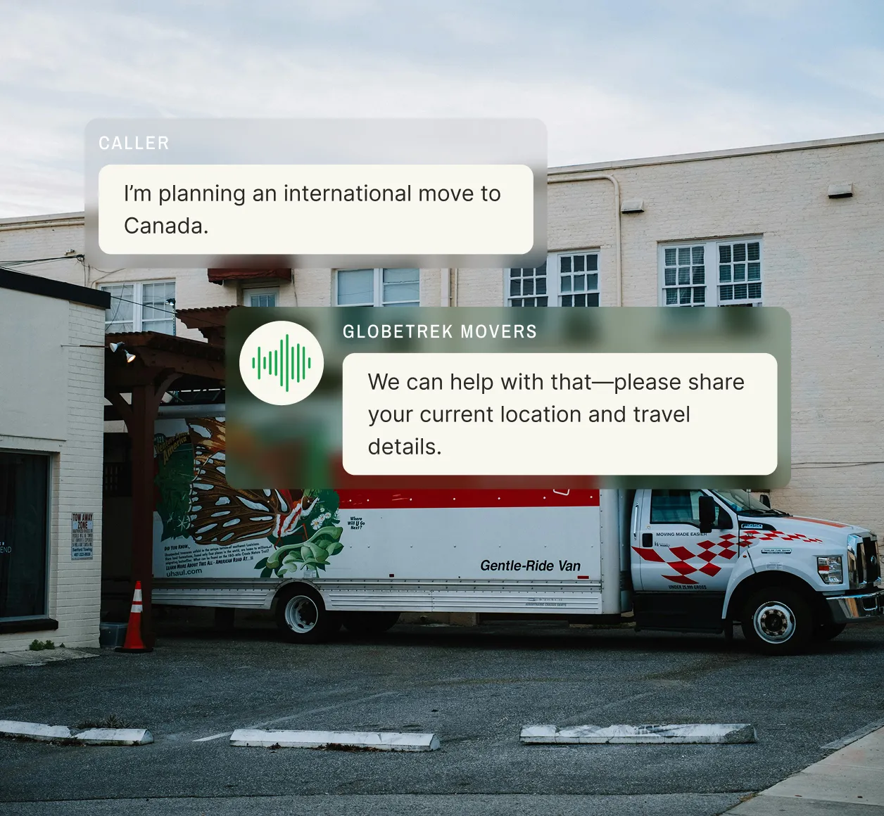An answering service for a moving company assists a customer planning an international move to Canada.